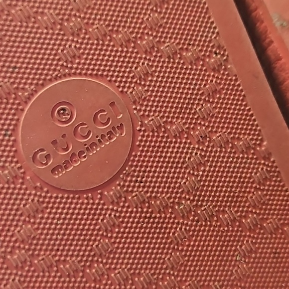 Gucci Red Rubber Slide Slip On Slippers Sandal Shoes Sz. 38.5 - Picture 6 of 7